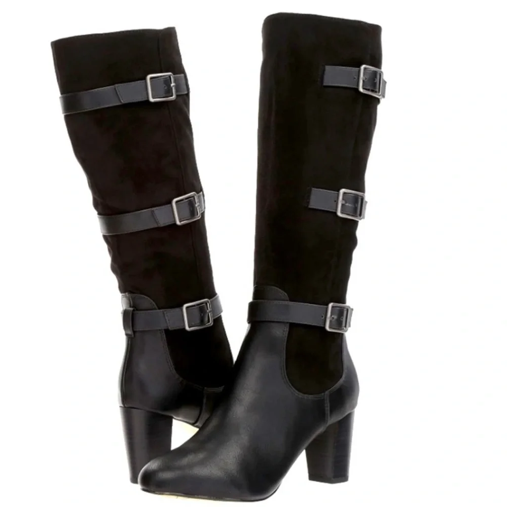 Bella Vita Talina Li Wide Calf Black Knee-High Women's Boots - Picture 2 of 9
